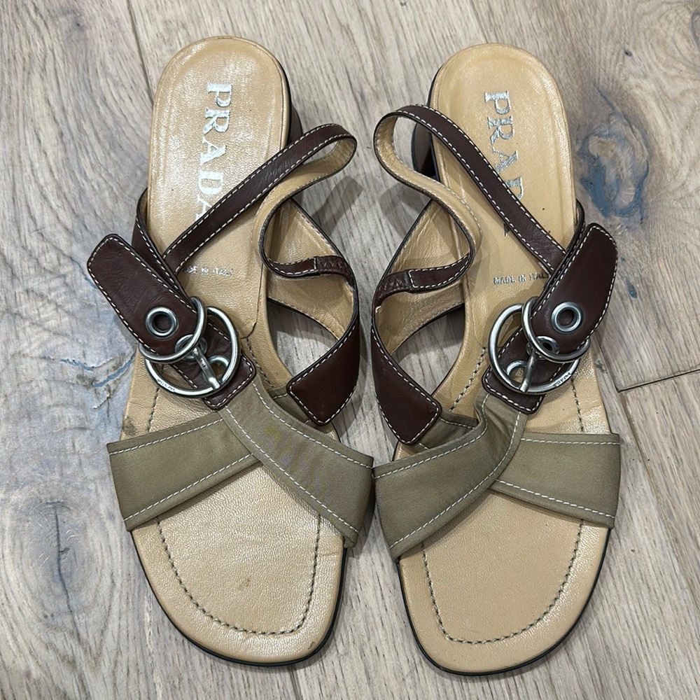 Retro Prada Sandals - Nylon and Leather - 38